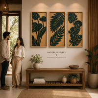 Arte Mural Moderno de Hojas Tropicales, Corte Láser en Madera |   Paneles Decorativos para Sala de Estar, Dormitorio, Oficina y Decoración del Hogar Contemporánea