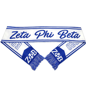 Bufanda de Punto Zeta Phi Beta ZPB Azul y Blanca, Bufanda de Invierno para Fraternidad y Hermandad, Cálida, Elegante, de Acrílico, Accesorio de Moda - Product Image 1