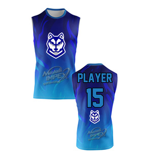 Ensemble de maillot de volley-ball Mashadi IMPEX, débardeur et short sublimés, sac à dos, logo loup bleu, joueur n°15, vêtements de sport anti-transpiration - Product Image 3