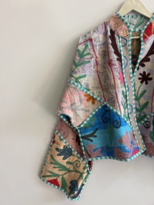 Veste en coton brodée Suzani, veste bohème respirante, veste en coton à motif floral pour femmes, style streetwear printemps - Product Image 4