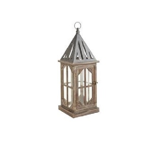 Lanterne porte-bougie en bois avec fenêtres en verre et poignée en corde, faite à la main, centre de table de mariage - Product Image 2