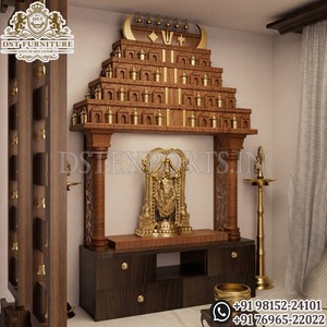 Templo de madera de teca hecho a mano con diseño Gopuram del sur de la India, templo támil exclusivo tallado a mano en madera para decoración del hogar. - Product Image 2