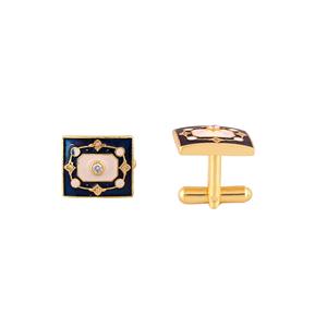 Mancuernillas Rectangulares de Lujo con Baño de Oro y Esmalte Azul Marino para Hombre, Accesorios para Camisa Formal, Regalo de Boda o Negocios - Product Image 4