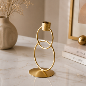 Porte-bougie décoratif moderne en métal doré pour bougie conique, idéal pour table à manger, salon, mariage et décoration intérieure - Product Image 2