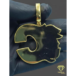 Moissanite Diamond Iced Out C <b>Initial</b> Flame <b>Pendant</b> Hip Hop Necklace Luxury Bling Chain Custom Letter Gift - Product Image 5