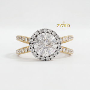 925 Silver Lab Grown Diamond VVS2 Clarity Brilliant Cut Halo Engagement <b>Ring</b> <b>Split</b> Shank Pave Set Bridal Wedding Party 1 CT - Product Image 6