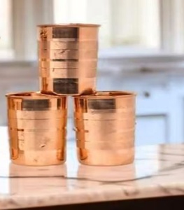 Hammered copper <b>glass</b> <b>set</b> pure copper <b>tumblers</b> for drinking water Ayurvedic health kitchen use - Product Image 2
