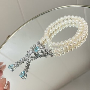 Collier en perles d'eau douce de 7-8 mm en gros pour femmes, chaîne de clavicule à pampilles, avec bijoux cadeau, collier de niche frais - Product Image 5