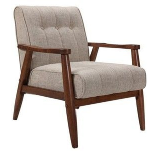 <b>Retro</b> Style Solid Teak Wood Occasional Armchair with High Density Tufted Cushioned Living Room Seat - Product Image 1