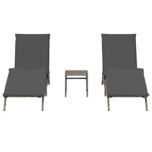 Ensemble de 2 chaises longues en rotin PE gris 2 places - Product Image 4
