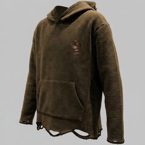 เสื้อฮู้ดดี้ผู้ชายทรงโอเวอร์ไซส์ ปี 2026 OEM คุณภาพสูง สำหรับฤดูหนาว ปักลาย ตกแต่งชายเสื้อแบบดิบ หนานุ่ม ซักย้อมสีแบบแอซิดวอช ไหล่ตก - Product Image 2