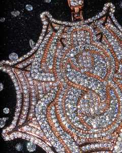 Pendentif toile d'araignée en argent S925 pavé de diamants Moissanite, plaqué or rose, bijoux streetwear hip-hop pour hommes et femmes - Product Image 2