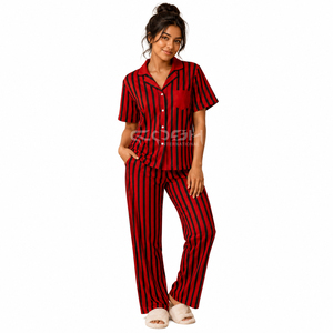 ชุดนอนผู้หญิงลายทางสีแดงดำของ Cosh International Delta Sigma Sorority Greek Apparel  ชุดนอนสุดหรู - Product Image 1