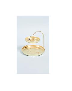 Soporte de metal de alta calidad de 2 niveles para cupcakes con asa decorativa superior para celebraciones de cumpleaños y presentaciones de servicios de catering. - Product Image 1