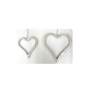 Adornos Colgantes de Corazón de Metal Dorado Rosa, Corazones Decorativos Texturizados, Varios Tamaños, Cintas Azules, Decoración para San Valentín - Product Image 3