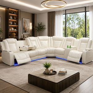 3-Piece White Reclining <b>Sofa</b> <b>Set</b>, Modern Breathable Leather Living Room Furniture with Recliner Seating for Hotel, Villa & Home - Product Image 5