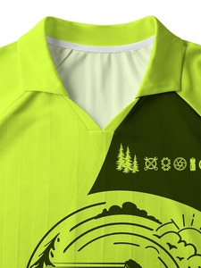 Men's Lime Green Mountain Bike Print Short Sleeve Polo Shirt Moisture Wicking <b>Polyester</b> Summer Wear Regular Fit - Product Image 5