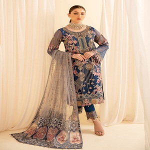 Ramsha Vol M-7 Designers pakistanais costumes trois pièces pour femmes Organza brodé fête porter des robes Panjabi - Product Image 3