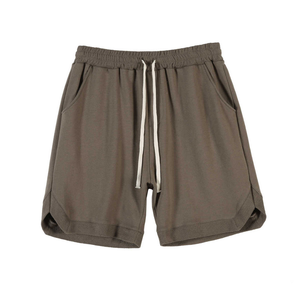 Shorts décontractés en coton de haute qualité pour hommes, respirants, pour l'été, taille élastique, logo OEM personnalisé, tissé sur le devant, uni, teint en masse - Product Image 2
