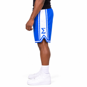 Phi Beta Sigma Royal Blue <b>White</b> Solid <b>Men's</b> Greek Letter Graphic Print High Quality Athletic Mesh Basketball <b>Shorts</b> - Product Image 3