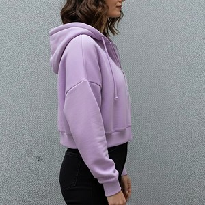 Sudaderas con Capucha para Mujer, Personalizadas al por Mayor, de Primera Calidad, con Bordado 3D, Lavado Ácido, Cierre de Cremallera, 100% Algodón, Felpa, Ecológicas, para Invierno - Product Image 3