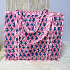 Juego de 3 Bolsas de Mano Acolchadas de Algodón Hechas a Mano, Bordadas, con Cierre Abierto, Ecológicas, Reutilizables, para Todas las Temporadas, para Compras Diarias, de Hombro - Product Image 4