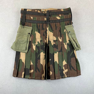 Kilt tactique utilitaire camouflage vert olive pour homme, avec poches cargo plissées, vêtements de travail 2026 - Product Image 2