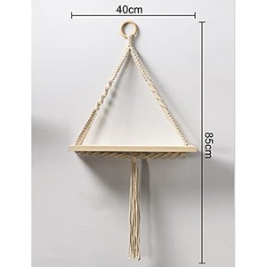 Estante de pared de macramé de madera de pino |   Cuerda de Yute Natural |   Decoración para el Hogar al por Mayor - Product Image 2