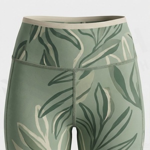Leggings de cintura alta con estampado de hojas para mujer, largos, elásticos, de punto, deportivos, para todas las estaciones - Product Image 4