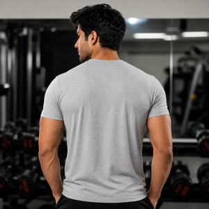 T-shirt sportif slim fit pour homme, 100% coton jersey, couleur unie, respirant, 180 grammes, pour entraînement et activités de gym - Product Image 2
