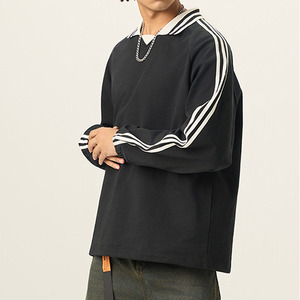 En Stock, Listo para Enviar, Ropa Urbana al por Mayor, ODM, Sudadera con Cuello Polo a Rayas de Color, 380 g/m², 100 % Algodón - Product Image 6