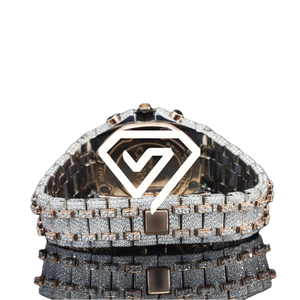 Reloj de Lujo con Moissanita de 41MM, Estilo Cronógrafo, Totalmente Pavimentado, Dos Tonos, Oro Rosa y Plata de Ley 925, con Incrustaciones de Diamantes - Product Image 3
