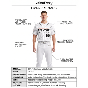 Custom Sublimated White Baseball Uniform Set 100% Polyester Moisture-wicking Button Team Jersey <b>Pants</b> Men's Teamwear Sports - Product Image 5