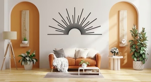 Panel Decorativo de Pared de Metal con Diseño de Rayos de Sol, Estilo Rústico, Geométrico y Moderno para Decoración de Sala de Estar, Dormitorio u Oficina - Product Image 4