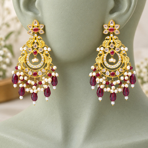 Boucles d'oreilles pendantes en perles multicolores plaquées or, vente en gros, fabricant en gros - Product Image 4