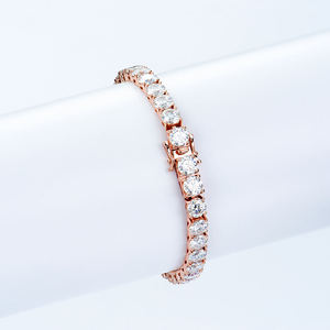 Pulsera de tenis de oro rosa para mujer con diamantes de talla brillante redonda, certificada por GIA, joyería clásica para bodas - Product Image 1