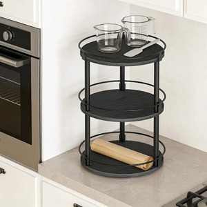 Round <b>Spice</b> Rack Countertop Kitchen Organizer Rotating Storage Stand <b>Spice</b> <b>Jar</b> Holder For Home Kitchen Decor And Multi Use - Product Image 5