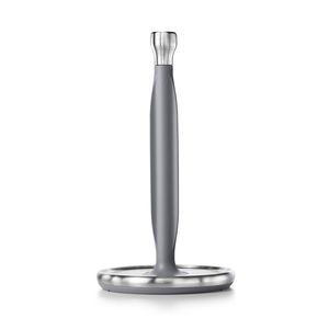 Porte-serviettes rond moderne en métal avec poignée grise et base métallique - Product Image 1