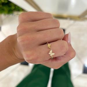 Anillo Abierto de Diamante Cultivado en Laboratorio con Diseño de Mariposa, Personalizado, Oro Sólido de 10K/14K, Plata 925, Anillo Apilable, Fabricante Directo - Product Image 2