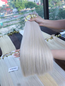 Produit de vente chaud Extensions de cheveux en vrac Couleur platine 55cm 100% Cheveux vietnamiens bruts Cheveux en vrac doux et soyeux - Product Image 2