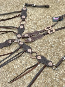 Premium Quality <b>Metal</b> Leather Horse Tack Set Headstall Breast <b>Collar</b> Floral Tooling Wholesale Price HORZE N PET INTERNATIONAL - Product Image 2