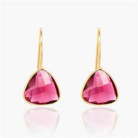 Pendientes de Plata de Ley 925 con Gema de Cuarzo Rubí en Forma de Trillón, Pendientes de Cuarzo Rubí con Diseño Moderno - Product Image 2