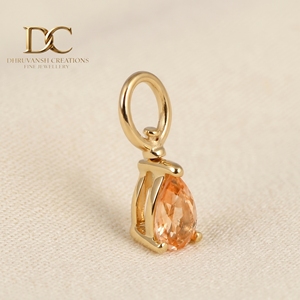 Latest Design 14KT <b>Solid</b> Yellow <b>Gold</b> Minimalist Charm <b>Pendant</b> With Lab Grown Morganite Prong Setting Unisex Fine Jewelry - Product Image 3