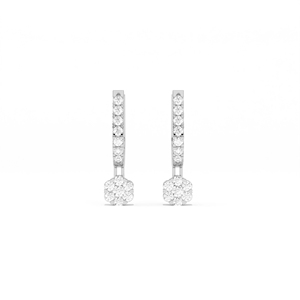 Boucles d'oreilles pendantes Aarinya en argent 925 avec diamants de laboratoire linéaires en forme de grappe florale, boucles d'oreilles pendantes en argent sterling avec diamants de laboratoire en forme de fleur - Product Image 1