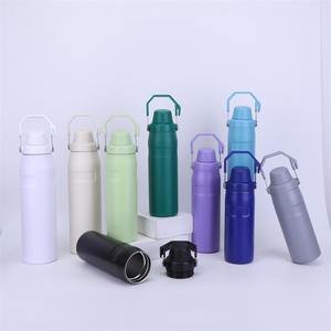 Gobelet isotherme en acier inoxydable avec poignée et couvercle anti-fuite, isolation thermique de 6 à 12 heures, compatible eau bouillante, pour usage extérieur et bureau - Product Image 4