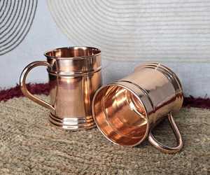 Pure <b>Copper</b> Mugs 16oz, Handmade Solid <b>Copper</b> Drinkware, Rustic Moscow Mule <b>Cups</b>, Ayurvedic Water Mug, Gift for Him Her - Product Image 6