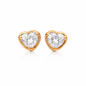 Boucles d'oreilles clous en or 14 carats en forme de cœur avec diamant de laboratoire serti clos, boucles d'oreilles clous romantiques en forme de cœur, bijoux fins, cadeau - Product Image 6