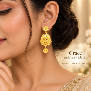 <b>Bridal</b> <b>Jewelry</b> Necklace <b>Set</b> for Women | Designer Indian Wedding Earrings <b>Set</b> | 24K Gold Finish Copper Brass Traditional Necklace - Product Image 3