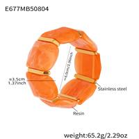 Bracelet élastique géométrique rétro en résine pour femmes, perles acryliques colorées, bijoux extensibles