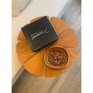 Hand-Turned Teak Wood <b>Flower</b> Bowl | Organic Serving Dish Wholesale India - Product Image 1